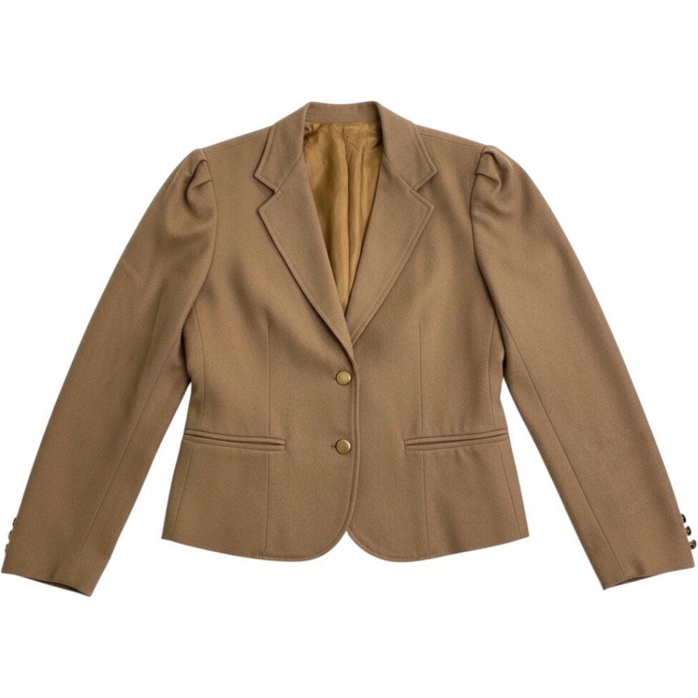 Vintage Wool Blazer Alison Roberts Camel Light Brown 10 Made in USA Quiet Luxury